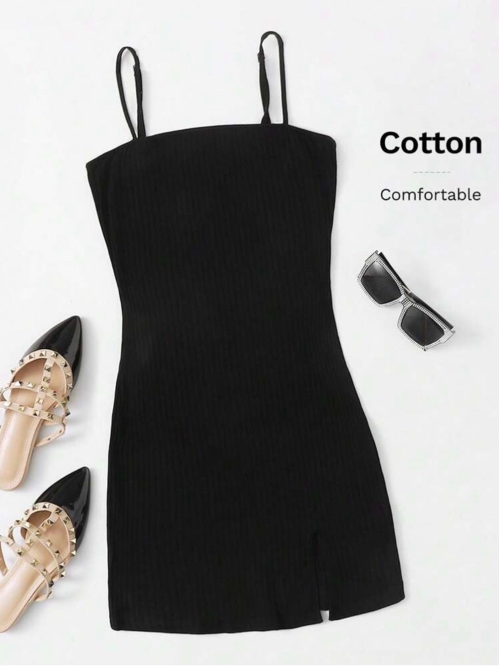 SHEIN Black Spaghetti Strap Mini Bodycon Dress - Picture 7 of 8